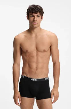 Eng anliegende Boxershorts aus Stretch-Baumwolle mit kurzem Bein und fortlaufenden Logos