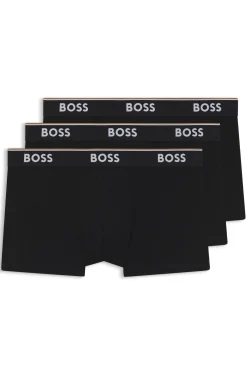 Eng anliegende Boxershorts aus Stretch-Baumwolle mit kurzem Bein und fortlaufenden Logos