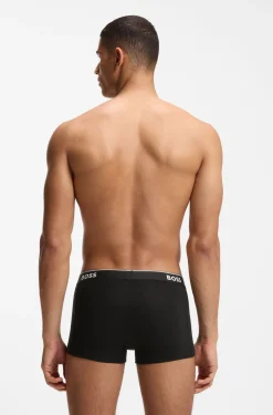 Eng anliegende Boxershorts aus Stretch-Baumwolle mit kurzem Bein und fortlaufenden Logos