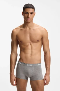 Eng anliegende Boxershorts aus Stretch-Baumwolle mit kurzem Bein und fortlaufenden Logos