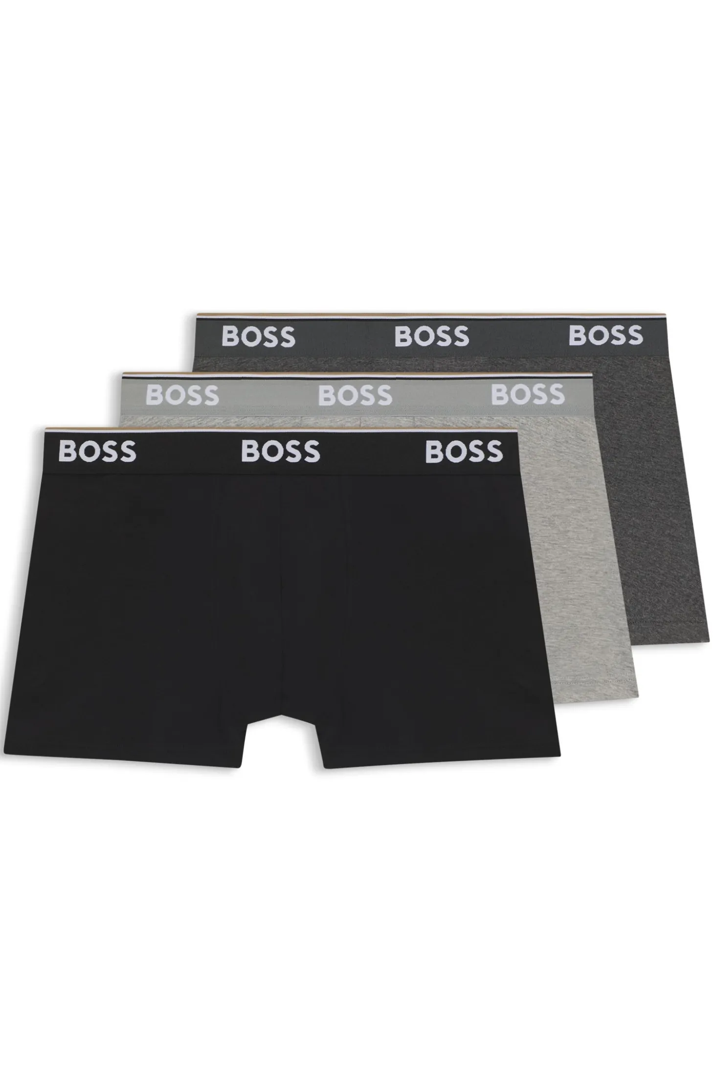 Eng anliegende Boxershorts aus Stretch-Baumwolle mit kurzem Bein und fortlaufenden Logos