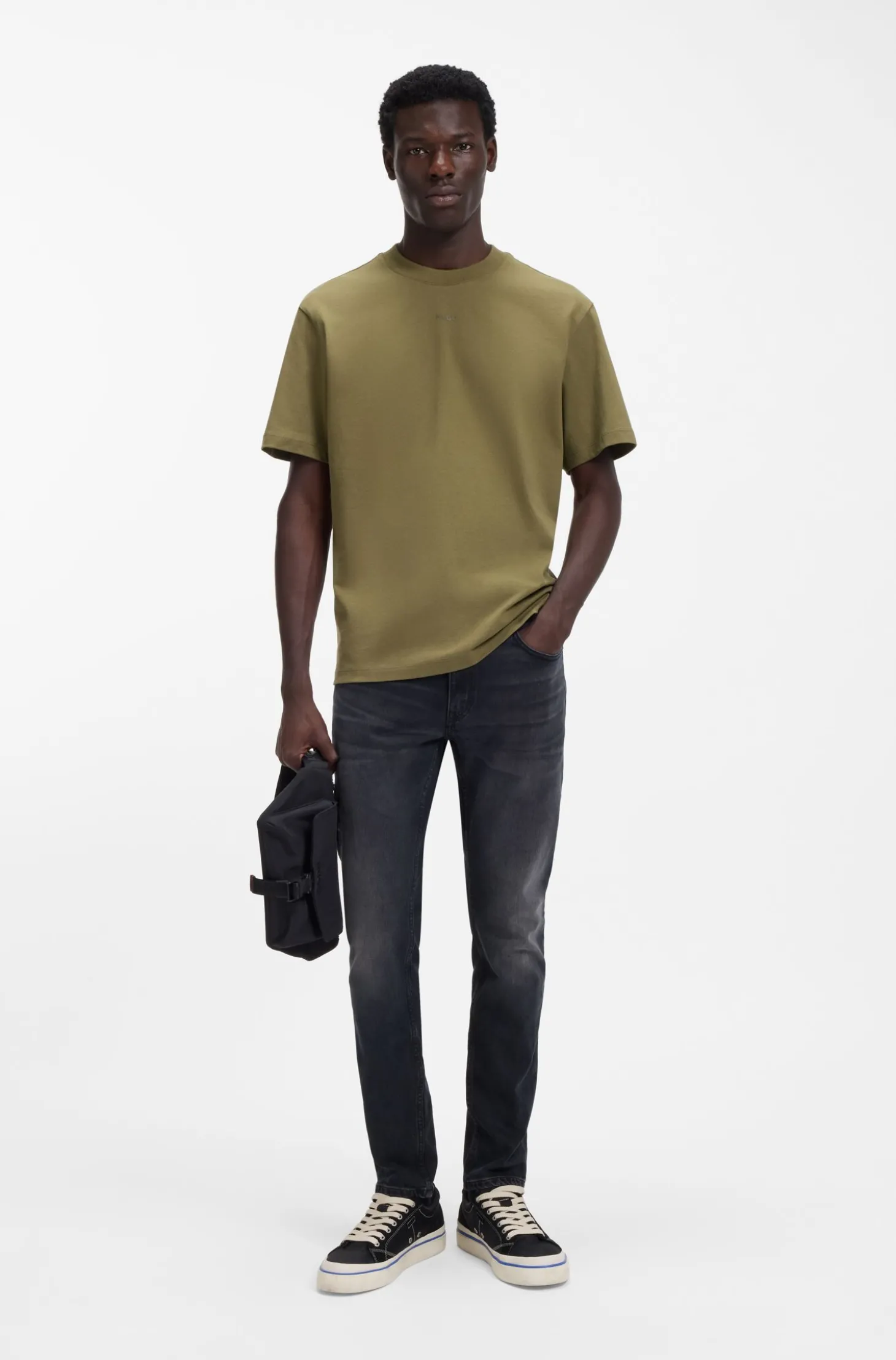 Extra Slim-Fit Jeans aus aschblauem Stretch-Denim