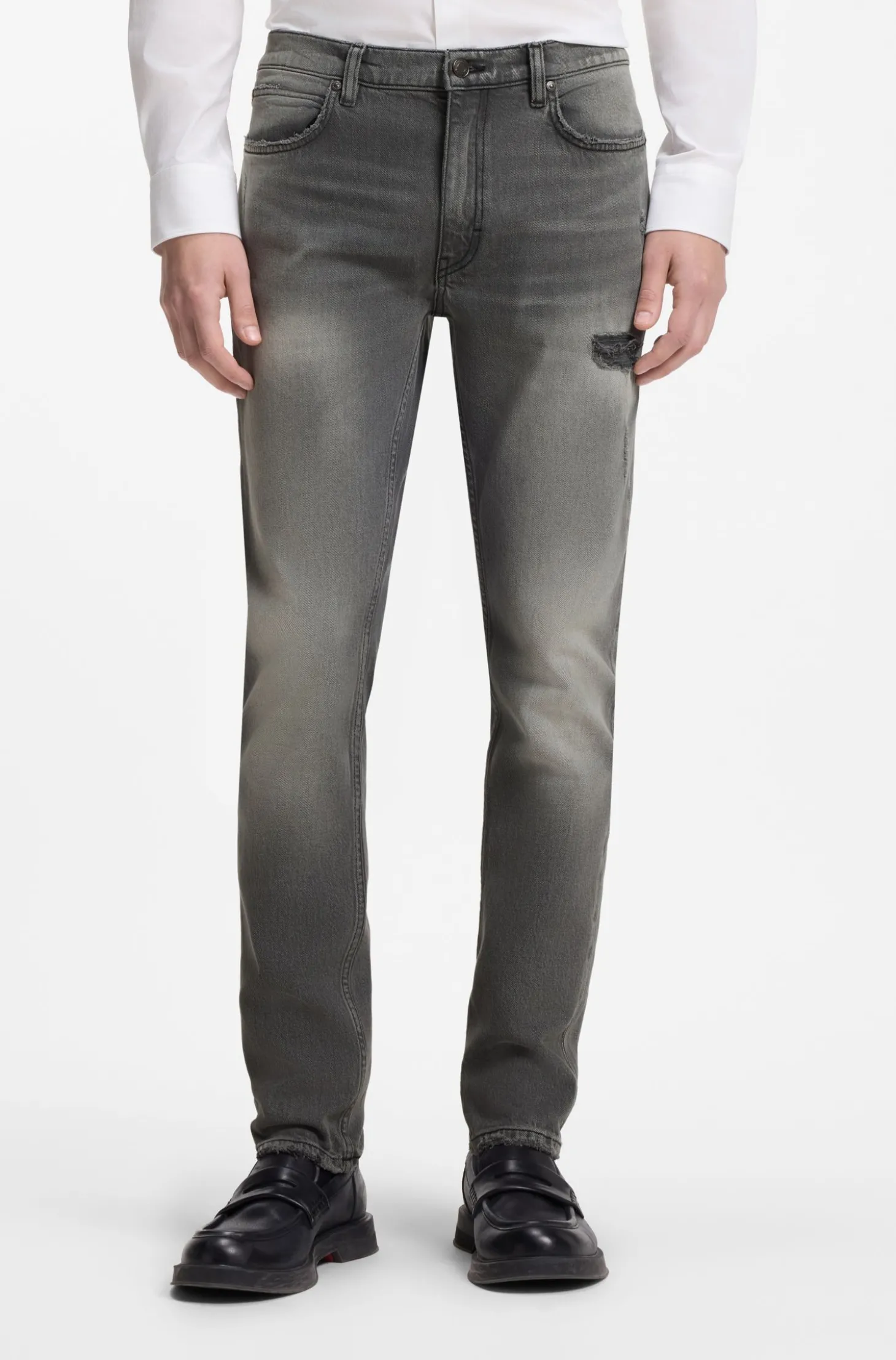 Extra Slim-Fit Jeans aus grauem, verwaschenem Stretch-Denim