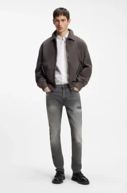 Extra Slim-Fit Jeans aus grauem, verwaschenem Stretch-Denim
