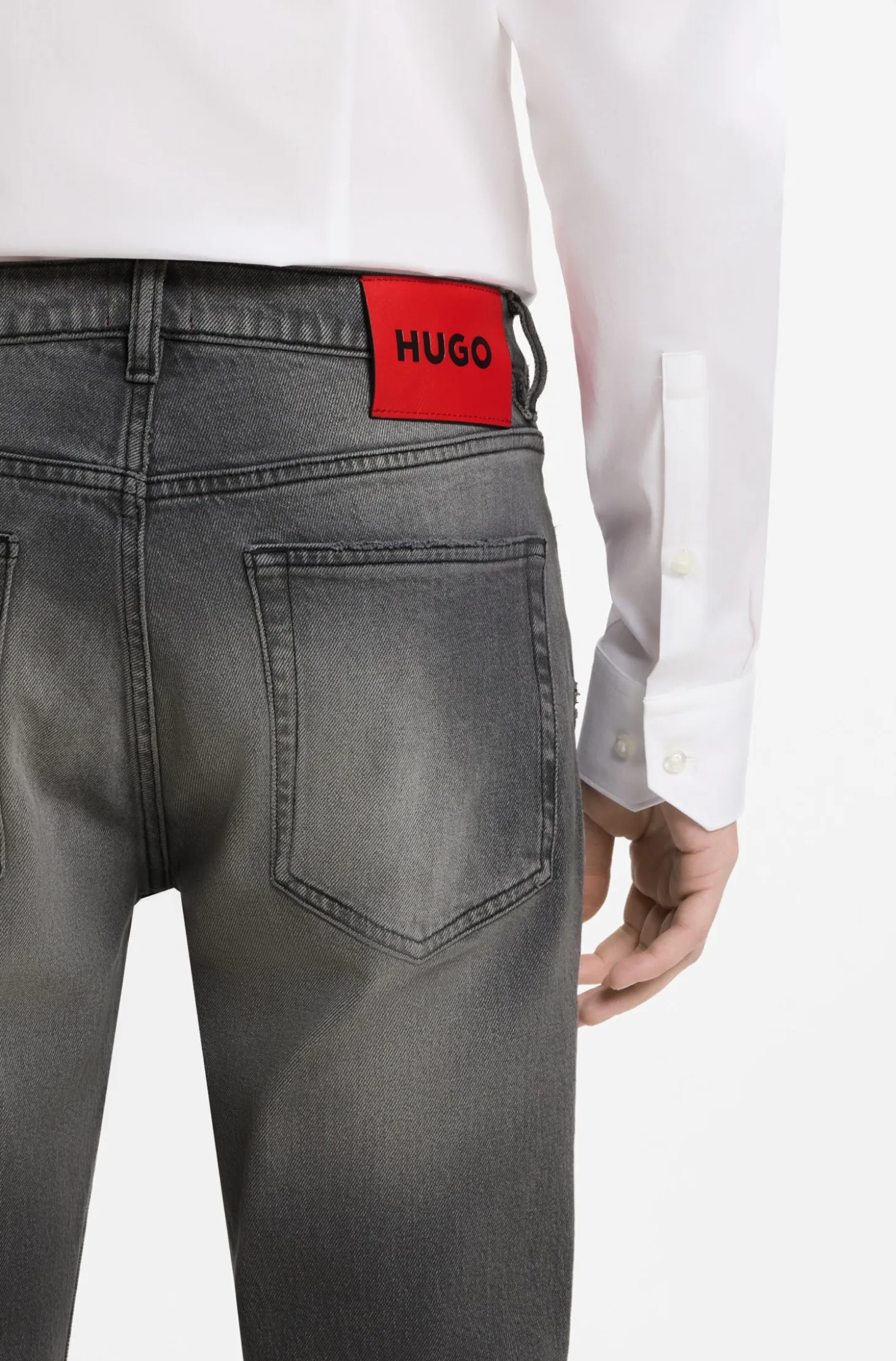 Extra Slim-Fit Jeans aus grauem, verwaschenem Stretch-Denim