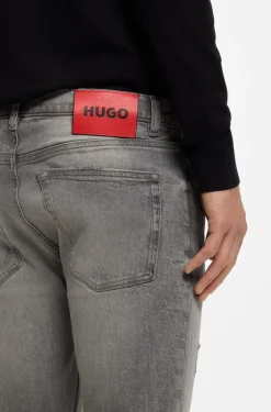 Extra Slim-Fit Jeans aus grauem Used-Denim