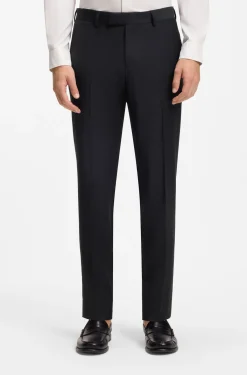 Fein gemusterte Slim-Fit Hose aus Stretch-Wolle