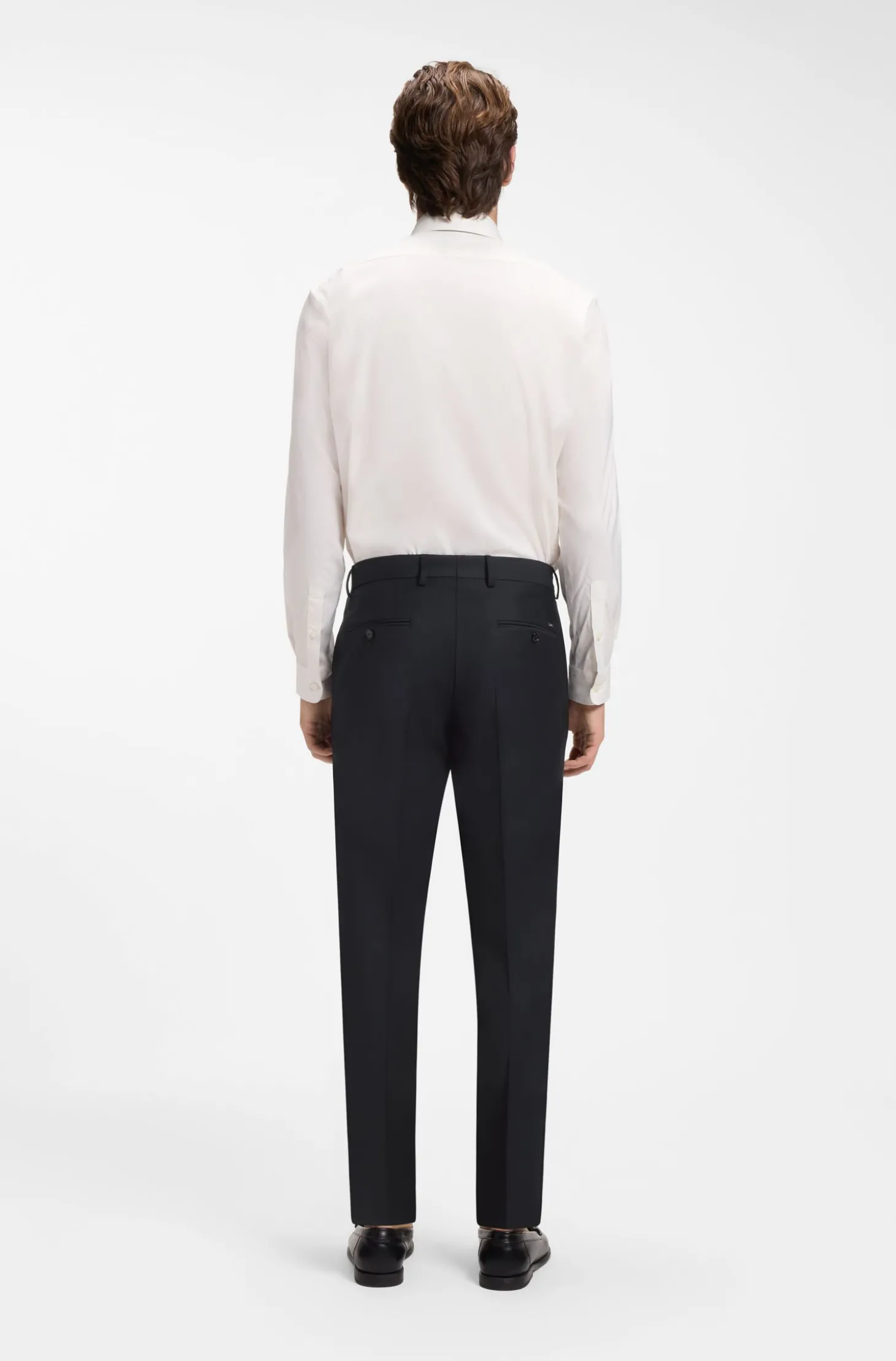 Fein gemusterte Slim-Fit Hose aus Stretch-Wolle