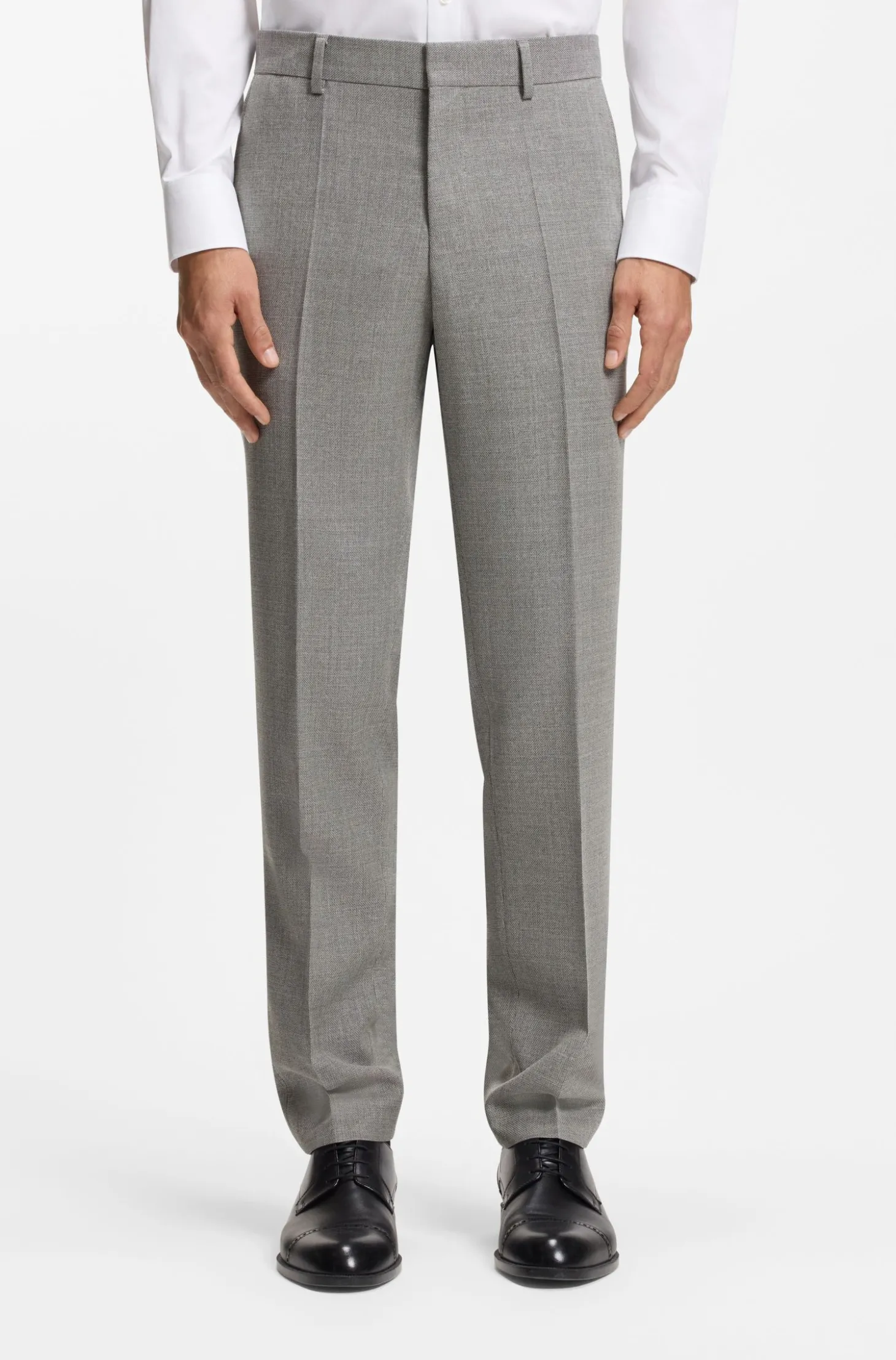Fein gemusterte Slim-Fit Hose aus Stretch-Wolle