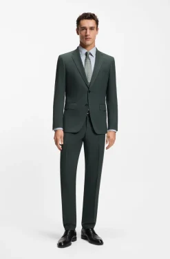 Fein gemusterte Slim-Fit Hose aus Stretch-Wolle