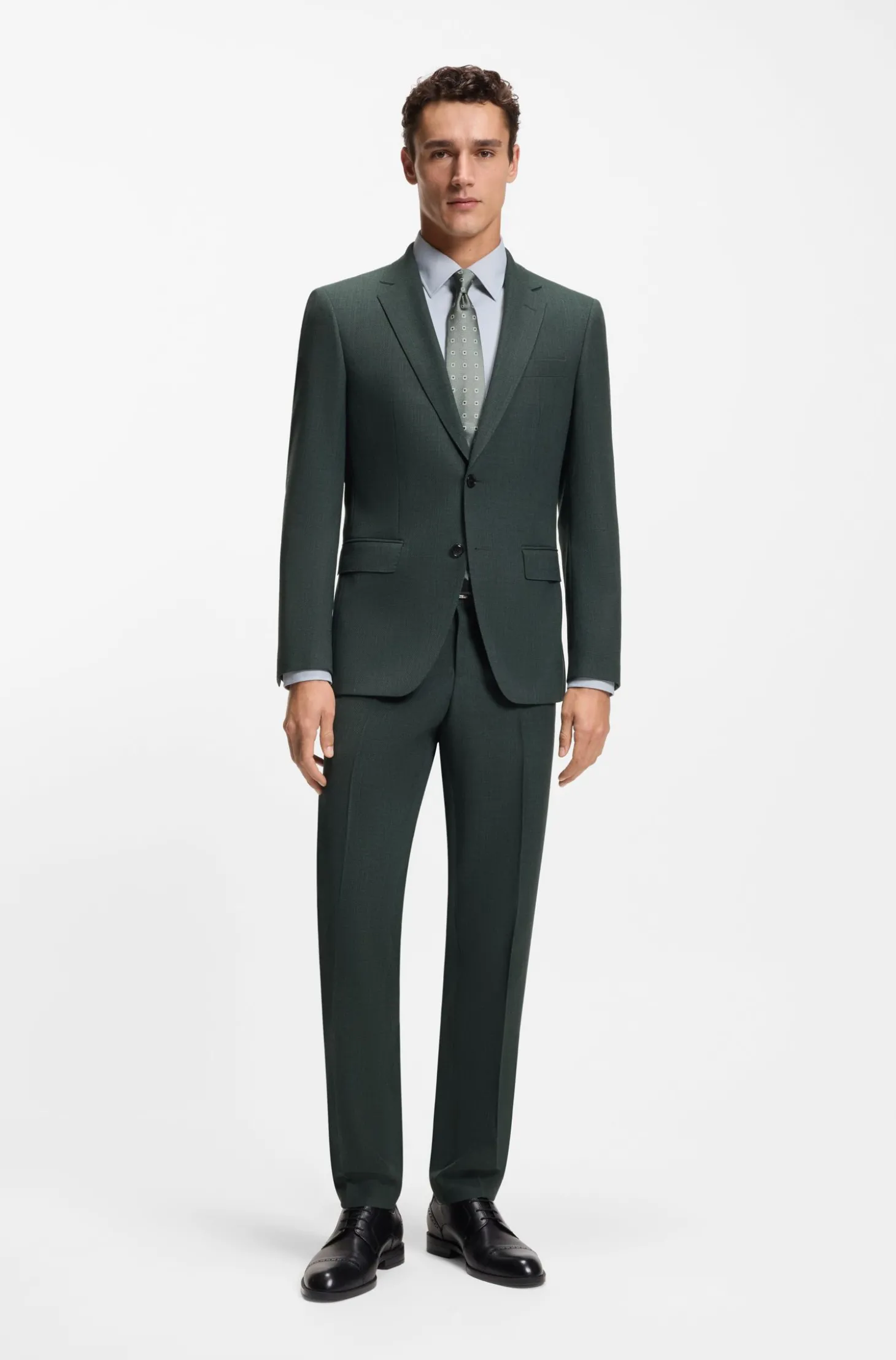 Fein gemusterte Slim-Fit Hose aus Stretch-Wolle