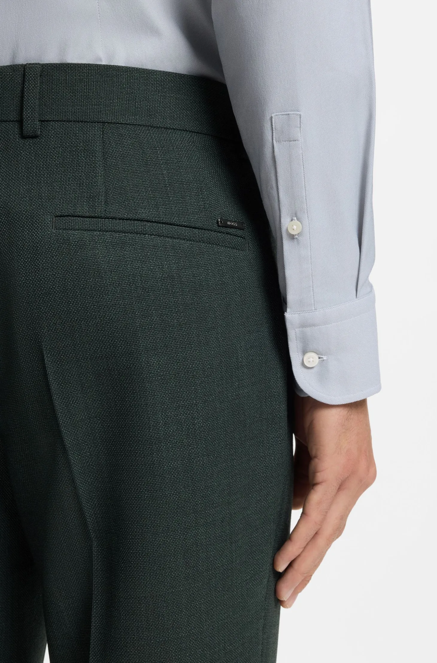Fein gemusterte Slim-Fit Hose aus Stretch-Wolle