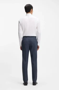 Fein gemusterte Slim-Fit Hose aus Stretch-Wolle