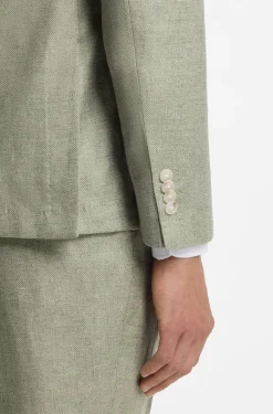 Fein gemustertes Slim-Fit Sakko aus Leinen-Mix