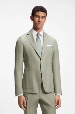 Fein gemustertes Slim-Fit Sakko aus Leinen-Mix