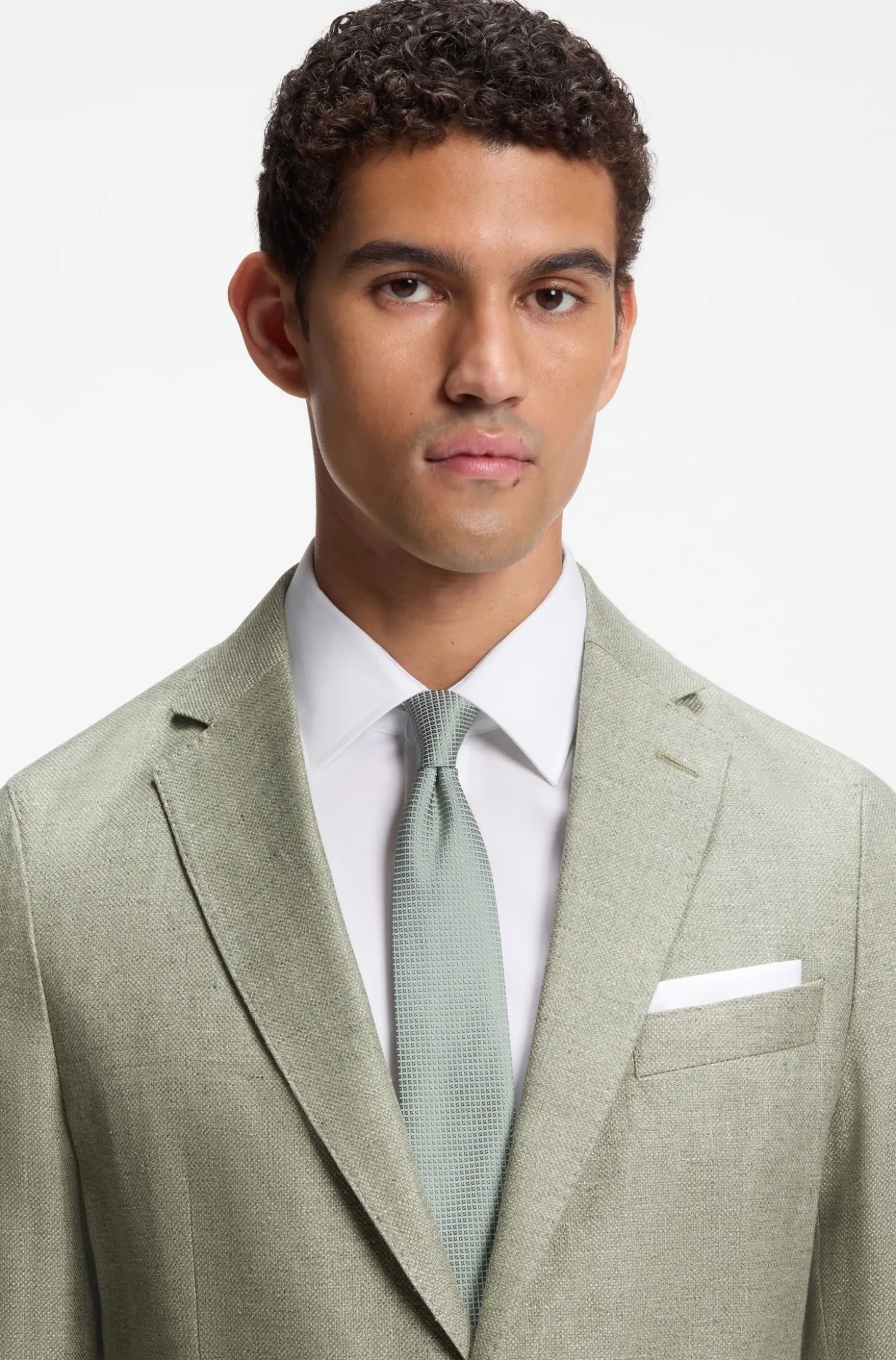 Fein gemustertes Slim-Fit Sakko aus Leinen-Mix