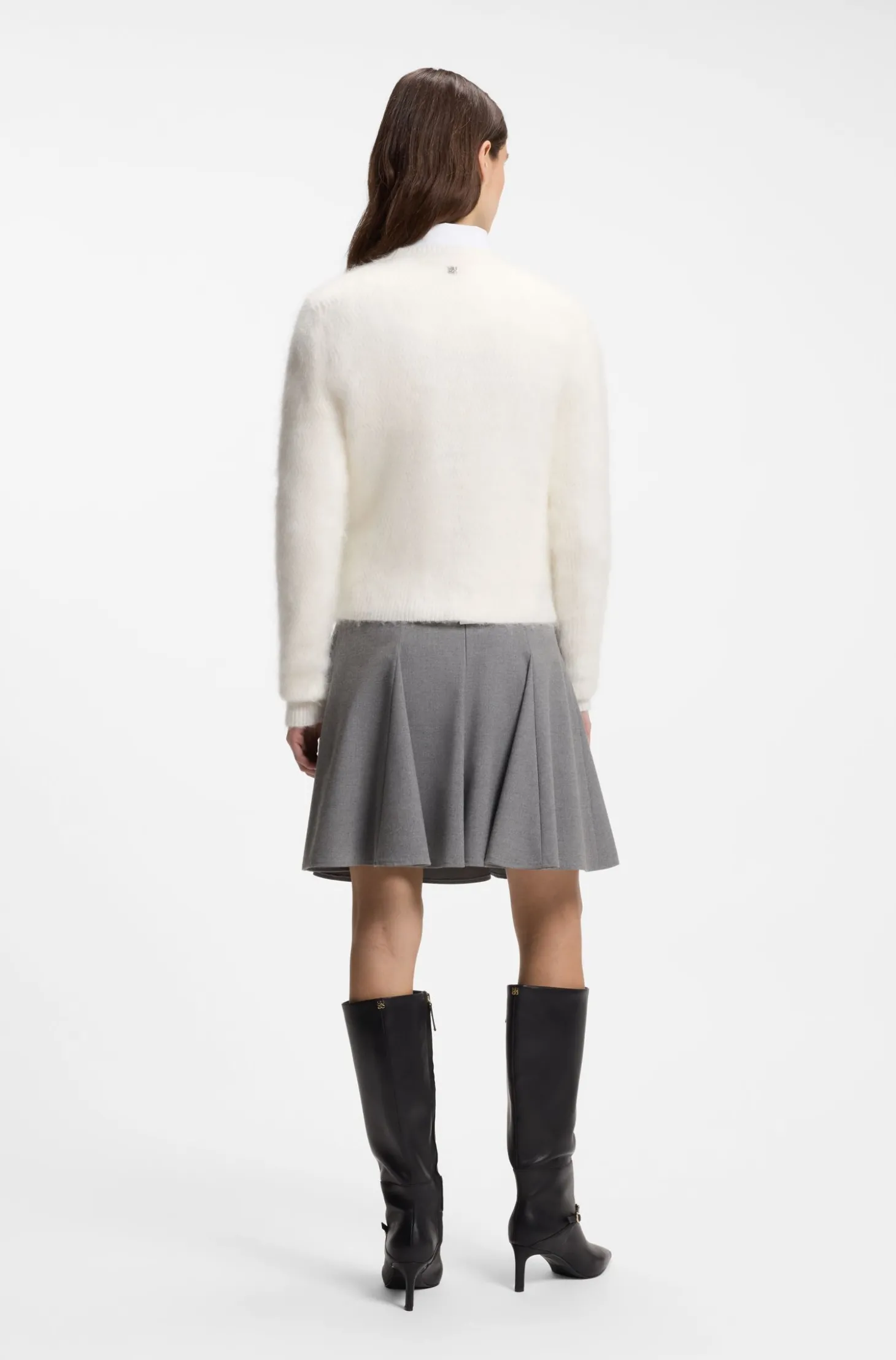 Fischgratstrick-Pullover mit Stack-Logo-Niete