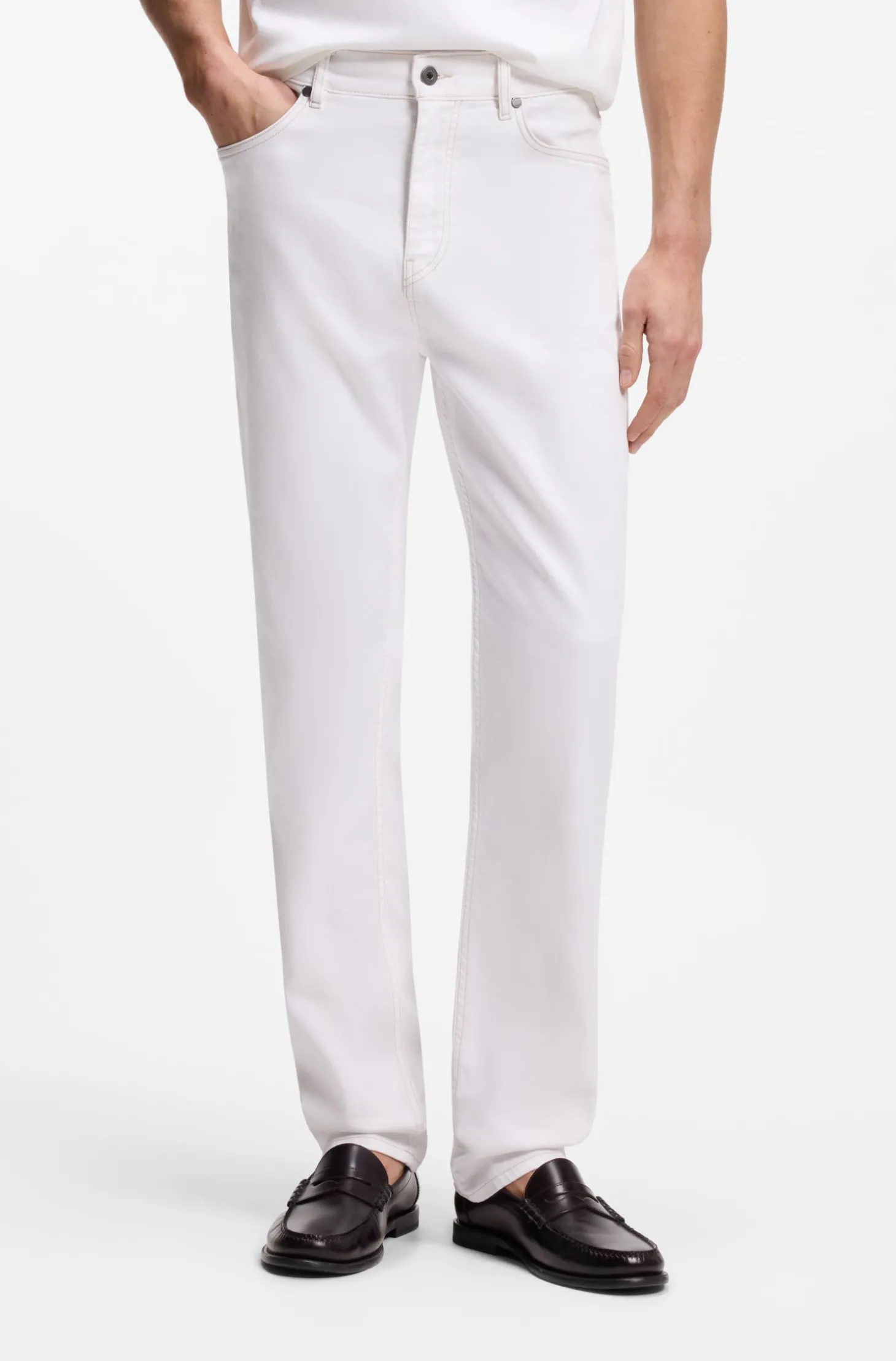 Five-Pocket-Jeans aus weißem Stretch-Denim