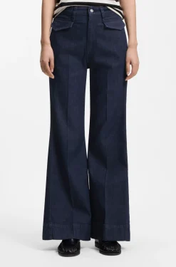 Flare-Fit Jeans aus blauem italienischem Stretch-Denim