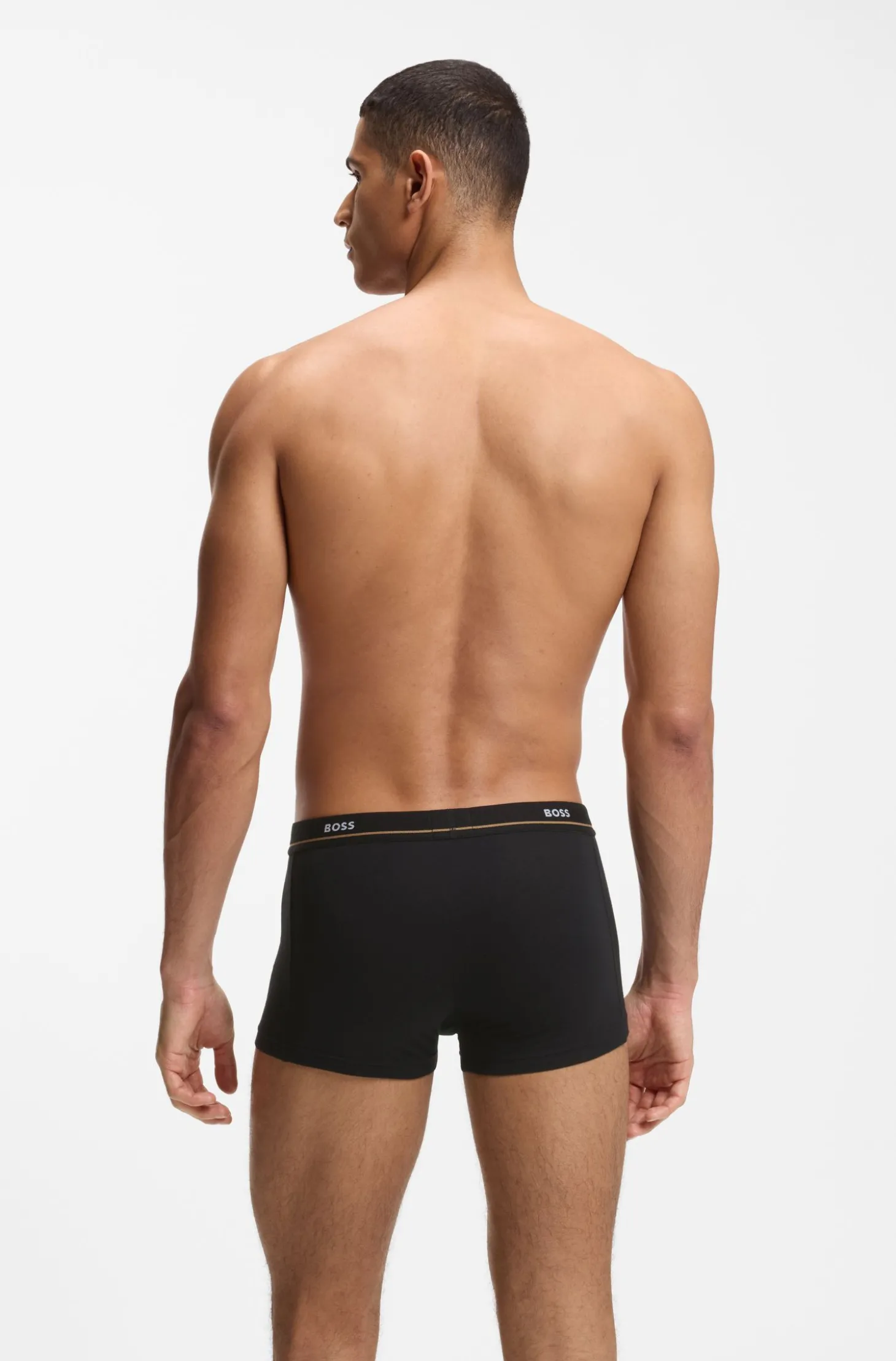 Fünferpack eng anliegende Boxershorts mit kurzem Bein aus Stretch-Baumwolle mit Logos am Bund