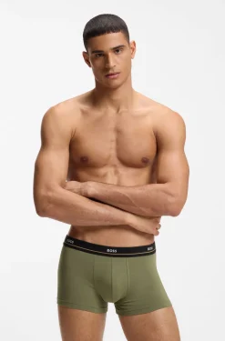 Fünferpack eng anliegende Boxershorts mit kurzem Bein aus Stretch-Baumwolle mit Logos am Bund
