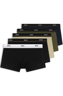 Fünferpack eng anliegende Boxershorts mit kurzem Bein aus Stretch-Baumwolle mit Logos am Bund