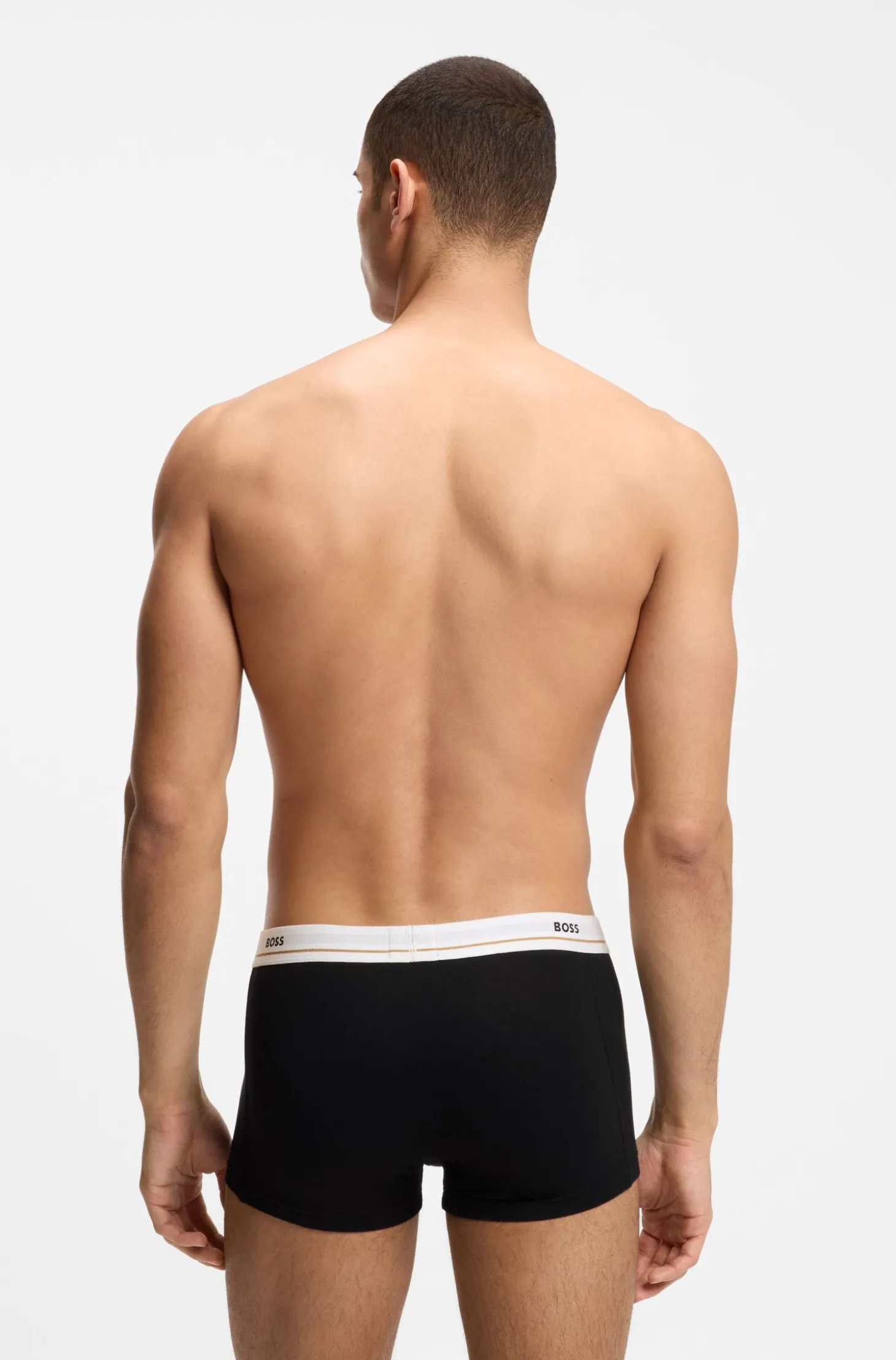 Fünferpack eng anliegende Boxershorts mit kurzem Bein aus Stretch-Baumwolle mit Logos am Bund