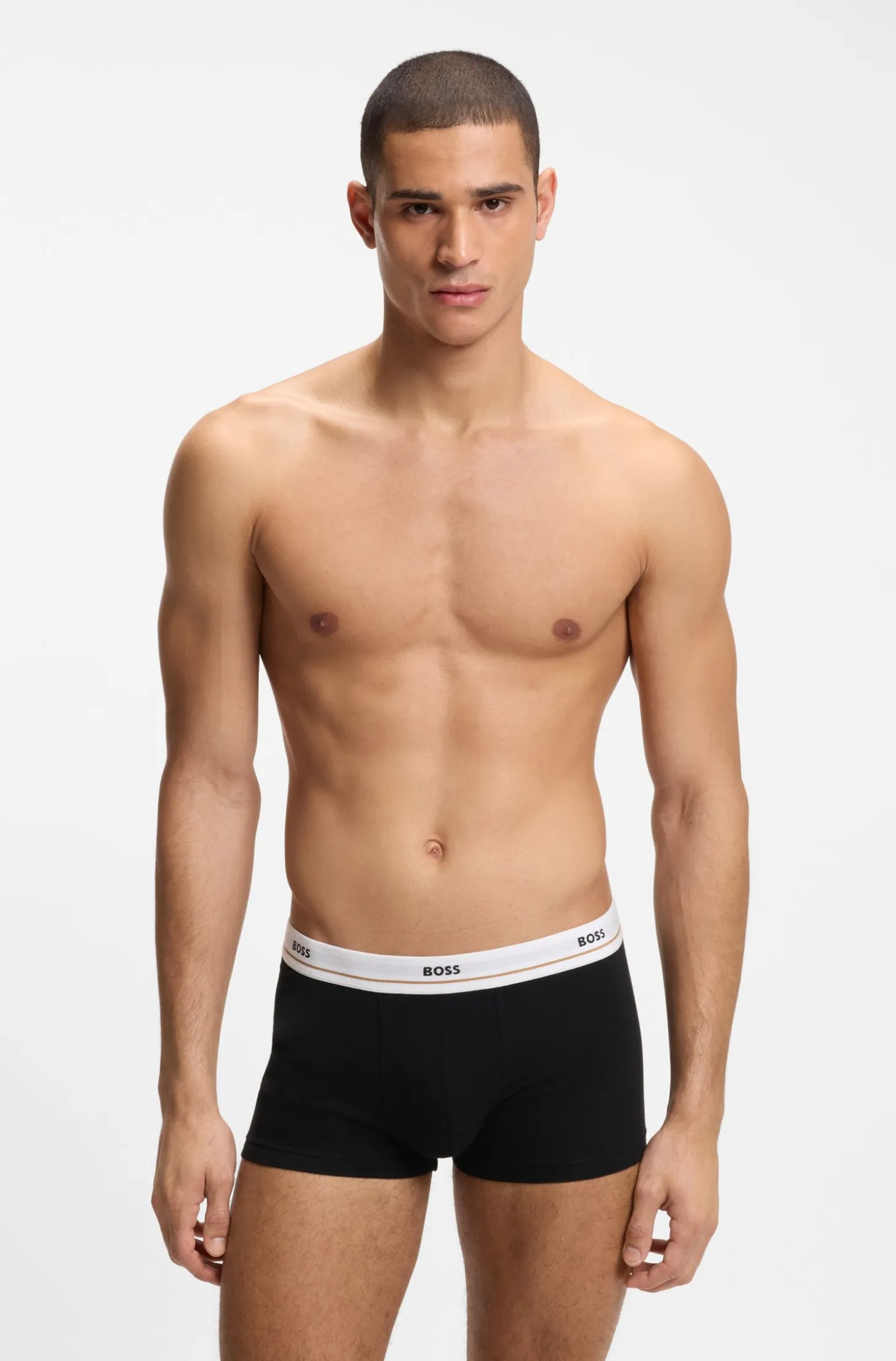 Fünferpack eng anliegende Boxershorts mit kurzem Bein aus Stretch-Baumwolle mit Logos am Bund