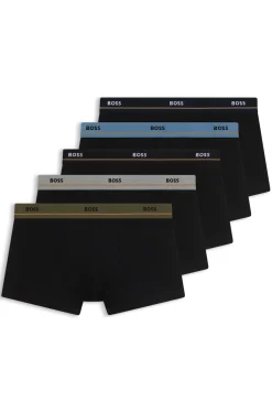 Fünferpack eng anliegende Boxershorts mit kurzem Bein aus Stretch-Baumwolle mit Logos am Bund