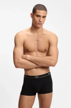Fünferpack eng anliegende Boxershorts mit kurzem Bein aus Stretch-Baumwolle mit Logos am Bund