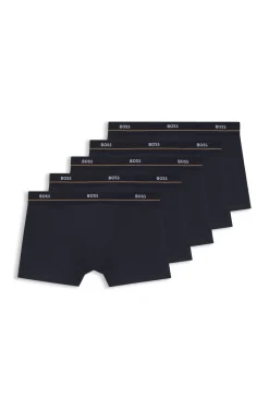 Fünferpack eng anliegende Boxershorts mit kurzem Bein aus Stretch-Baumwolle mit Logos am Bund