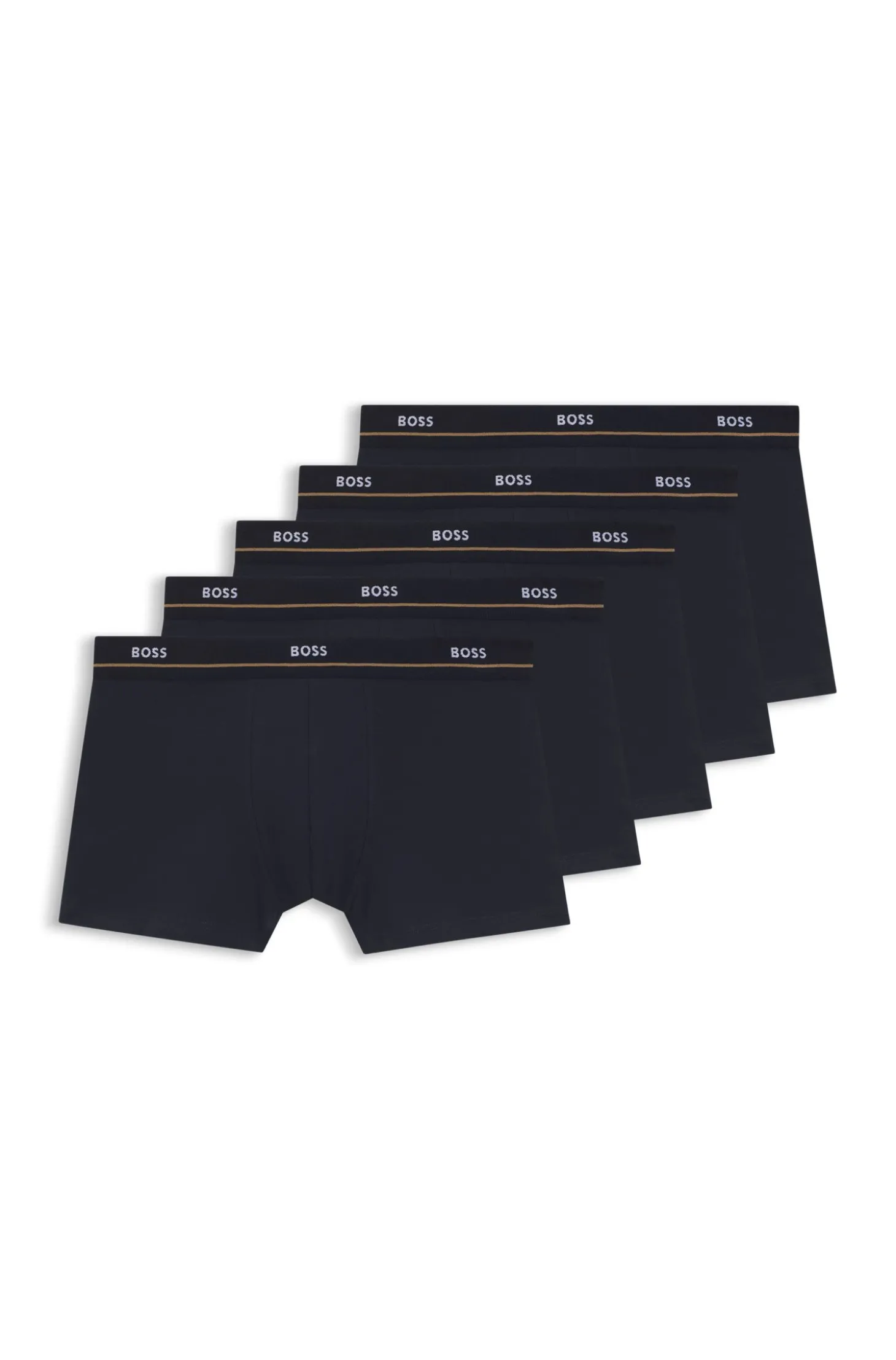 Fünferpack eng anliegende Boxershorts mit kurzem Bein aus Stretch-Baumwolle mit Logos am Bund
