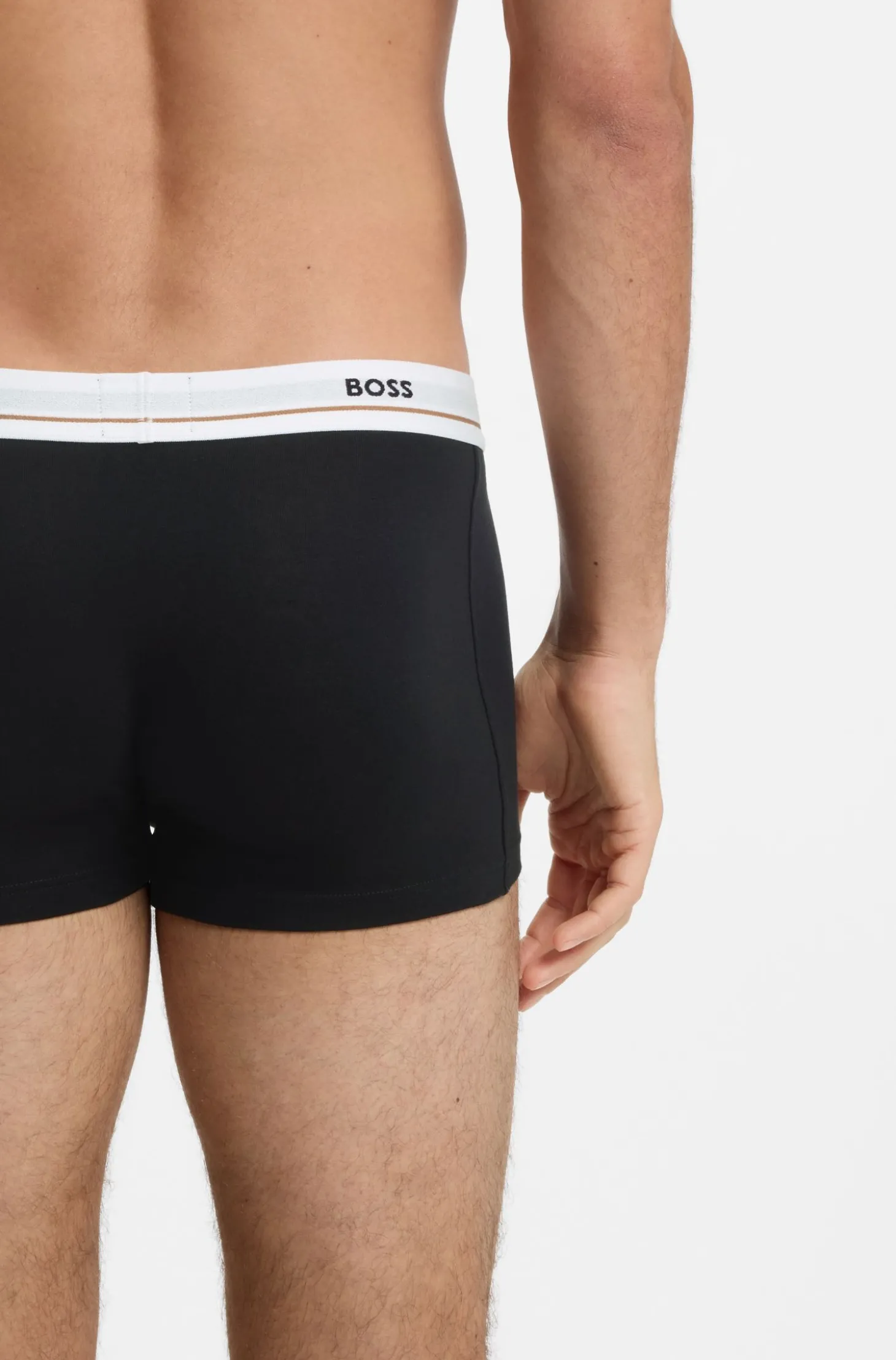 Fünfer-Pack eng anliegende Boxershorts aus Stretch-Baumwolle mit kurzem Bein und Logos am Bund