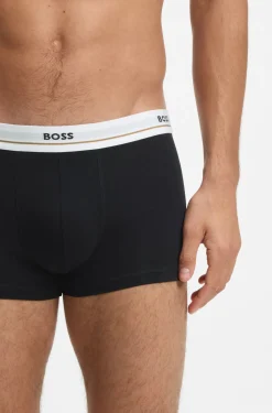 Fünfer-Pack eng anliegende Boxershorts aus Stretch-Baumwolle mit kurzem Bein und Logos am Bund