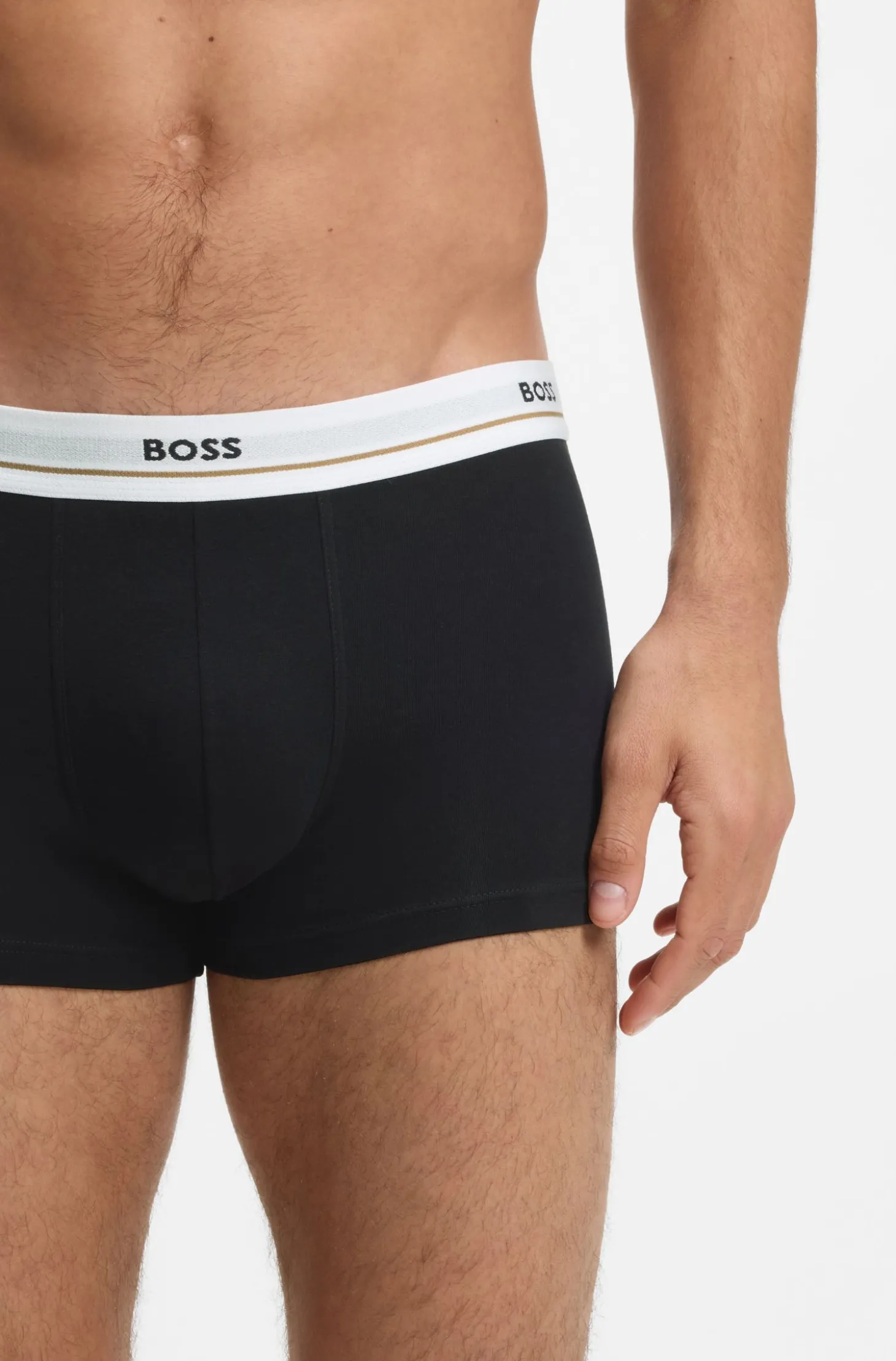 Fünfer-Pack eng anliegende Boxershorts aus Stretch-Baumwolle mit kurzem Bein und Logos am Bund