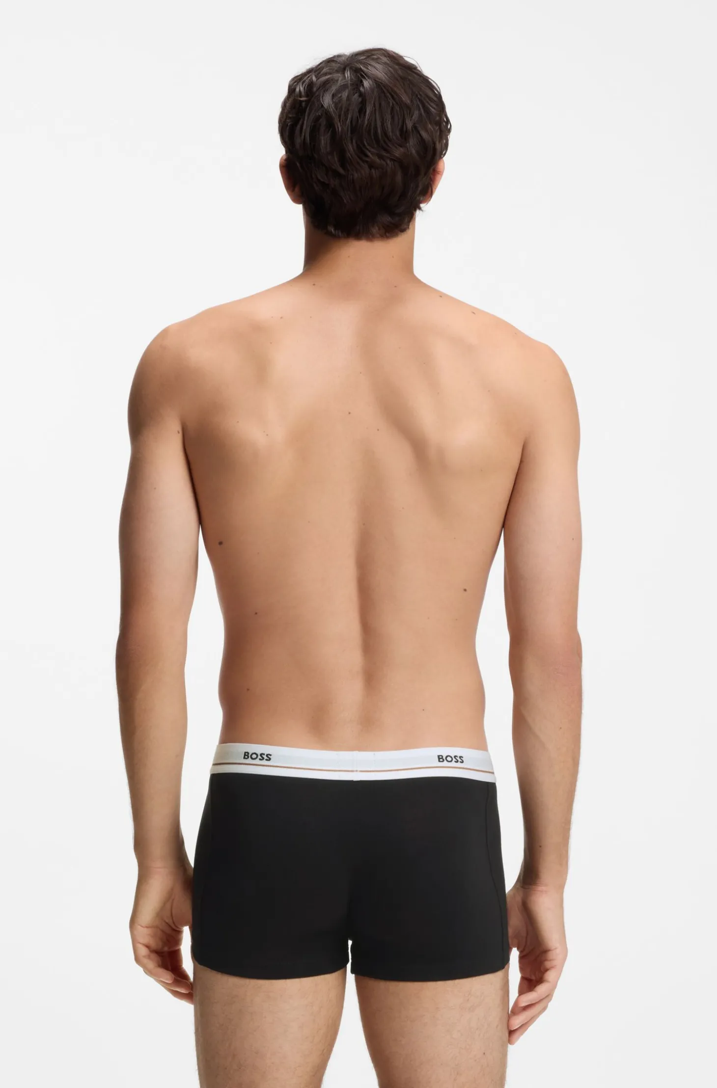 Fünfer-Pack eng anliegende Boxershorts aus Stretch-Baumwolle mit kurzem Bein und Logos am Bund