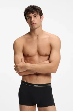 Fünfer-Pack eng anliegende Boxershorts aus Stretch-Baumwolle mit kurzem Bein und Logos am Bund
