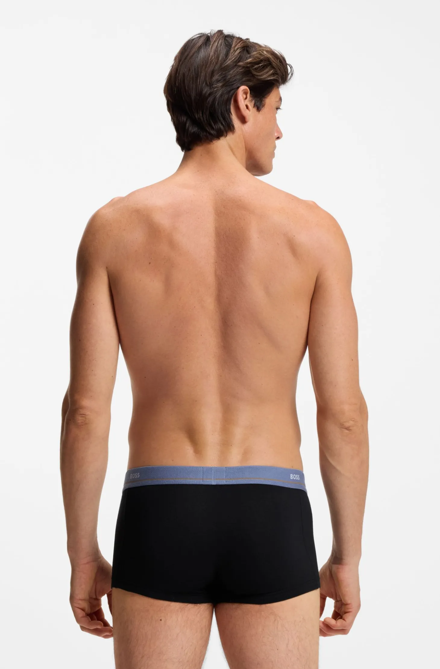 Fünferpack eng anliegende Boxershorts mit kurzem Bein aus Stretch-Baumwolle mit Logos am Bund