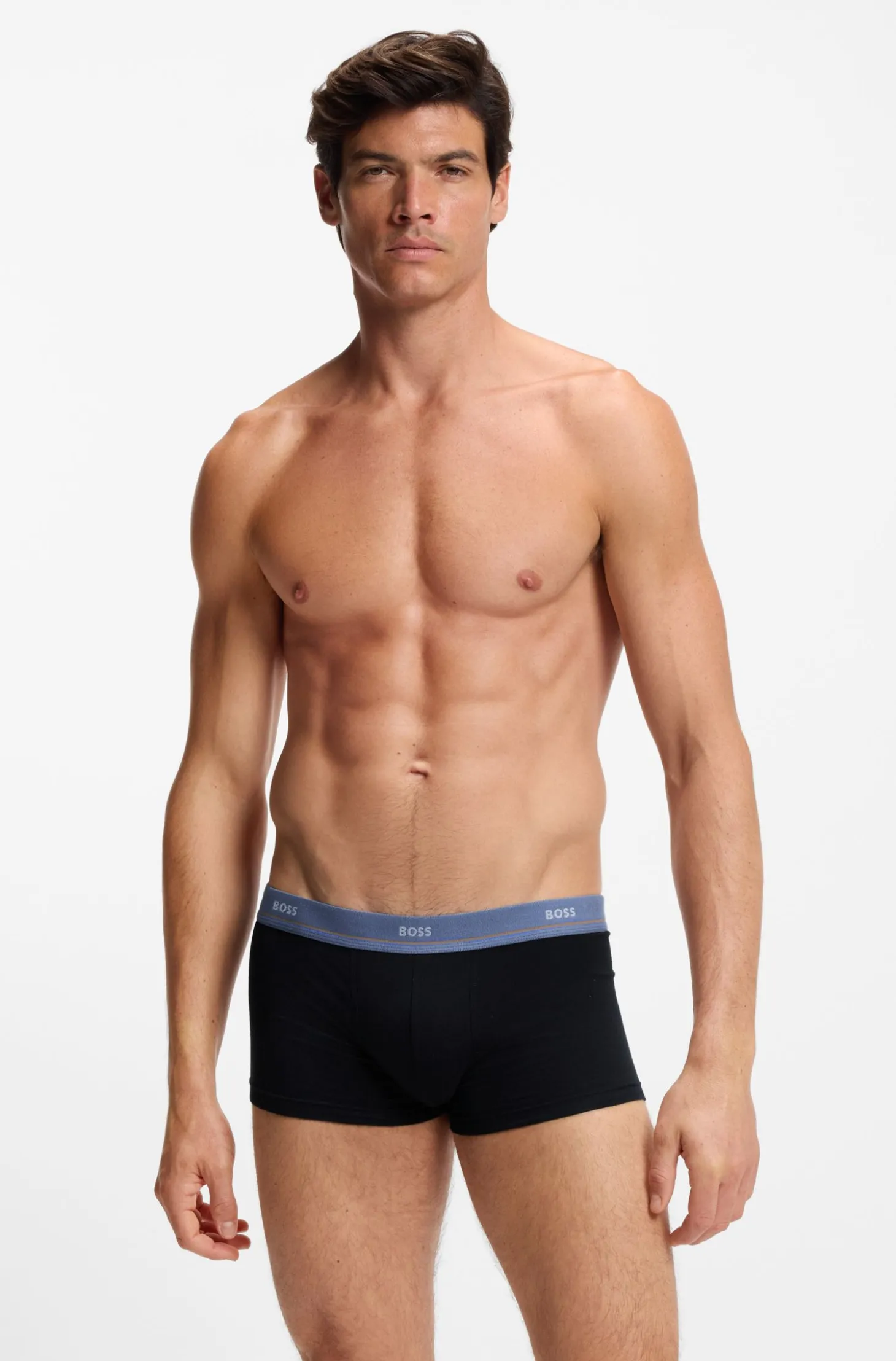 Fünferpack eng anliegende Boxershorts mit kurzem Bein aus Stretch-Baumwolle mit Logos am Bund