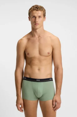 Fünferpack eng anliegende Boxershorts mit kurzem Bein aus Stretch-Baumwolle mit Logos am Bund