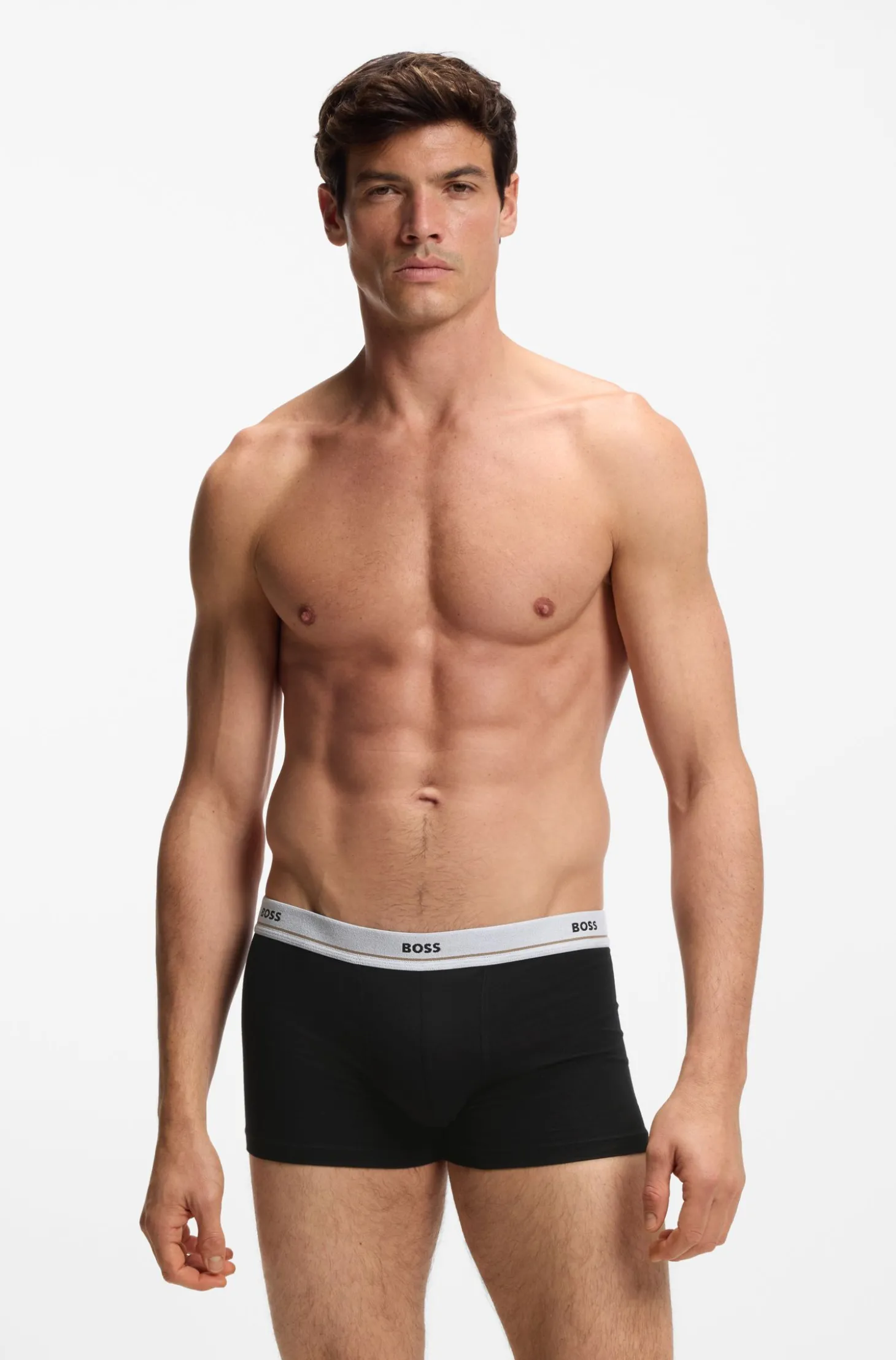 Fünferpack eng anliegende Boxershorts mit kurzem Bein aus Stretch-Baumwolle mit Logos am Bund