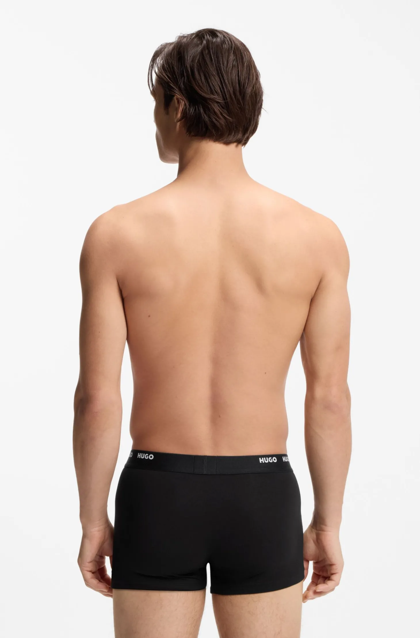 Fünfer-Pack eng anliegende Boxershorts aus Stretch-Baumwolle mit kurzem Bein und Logos am Bund