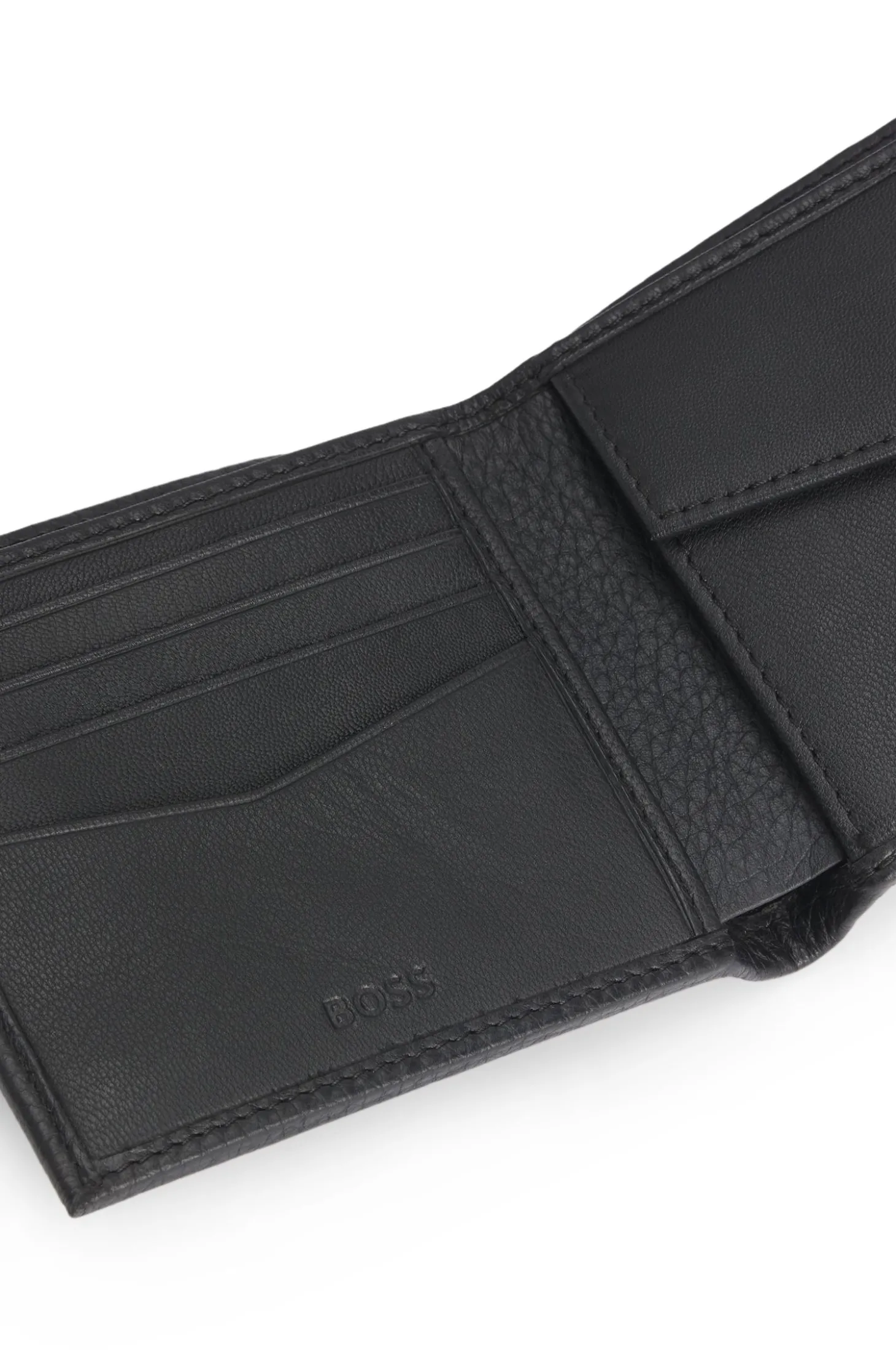 Geldbörse aus genarbtem Leder mit Metall-Logo