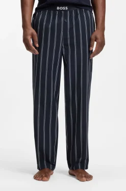 Gemusterte Pyjama-Hose aus Baumwoll-Popeline mit Logo-Bund