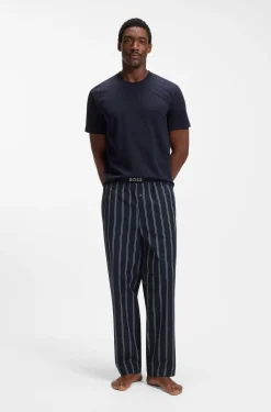Gemusterte Pyjama-Hose aus Baumwoll-Popeline mit Logo-Bund