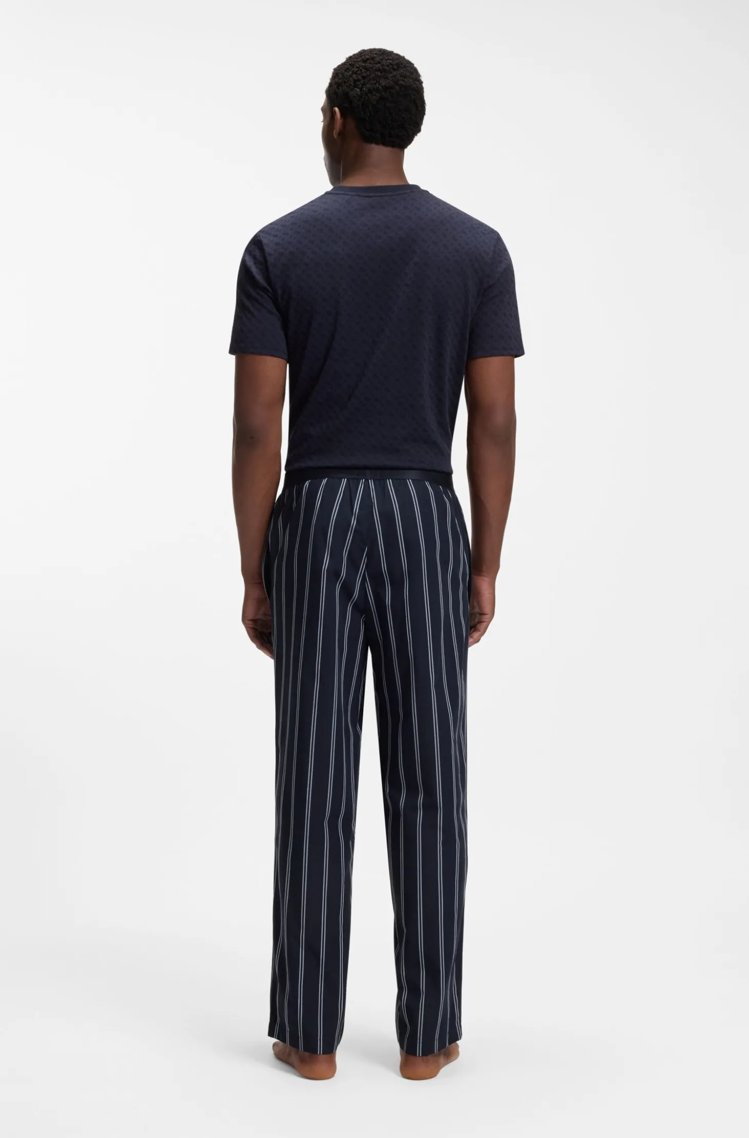 Gemusterte Pyjama-Hose aus Baumwoll-Popeline mit Logo-Bund
