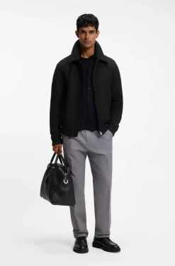 Gemusterte Relaxed-Fit Jacke aus Woll-Mix