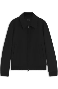Gemusterte Relaxed-Fit Jacke aus Woll-Mix