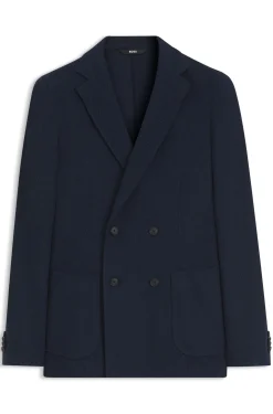 Gemusterter zweireihiger Slim-Fit Blazer aus Baumwolle
