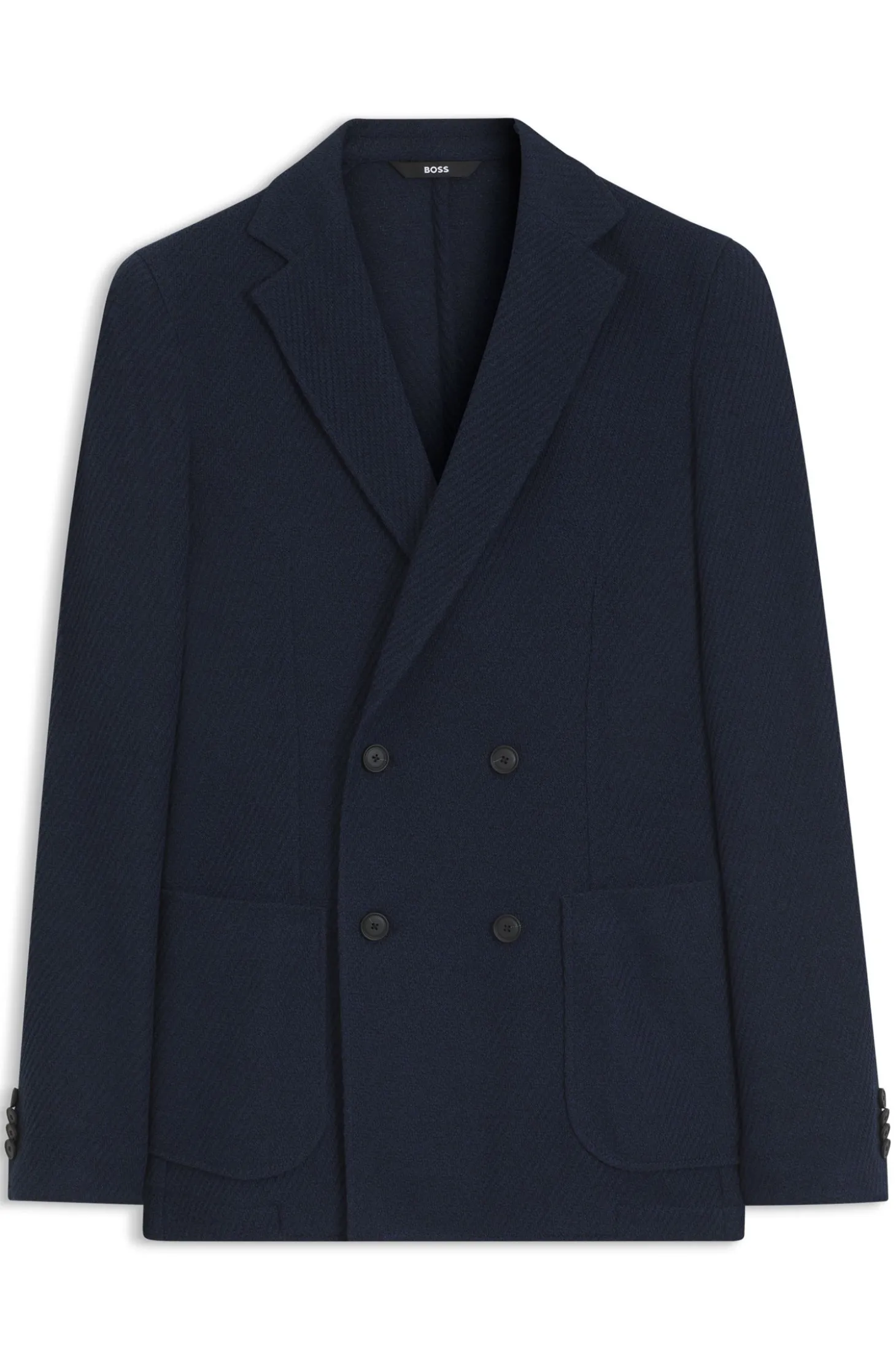 Gemusterter zweireihiger Slim-Fit Blazer aus Baumwolle